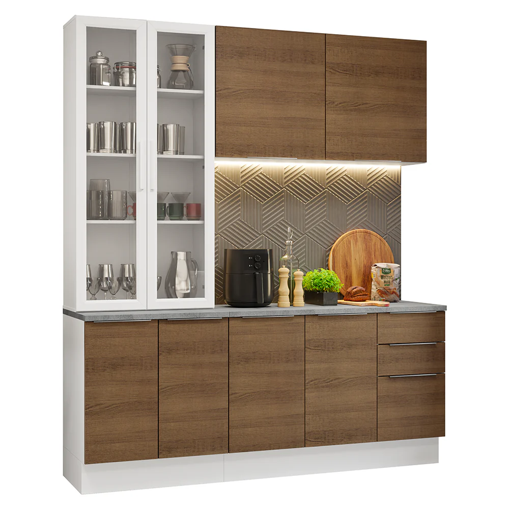 Armário de Cozinha Compacta 190cm Branco/Rustic Stella Madesa 03 - Image 2