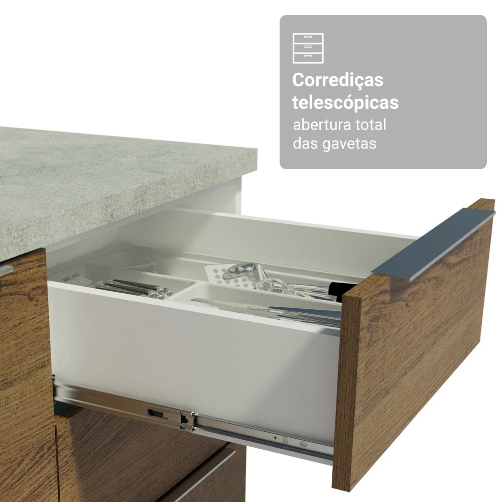 Armário de Cozinha Compacta 190cm Branco/Rustic Stella Madesa 03 - Image 7