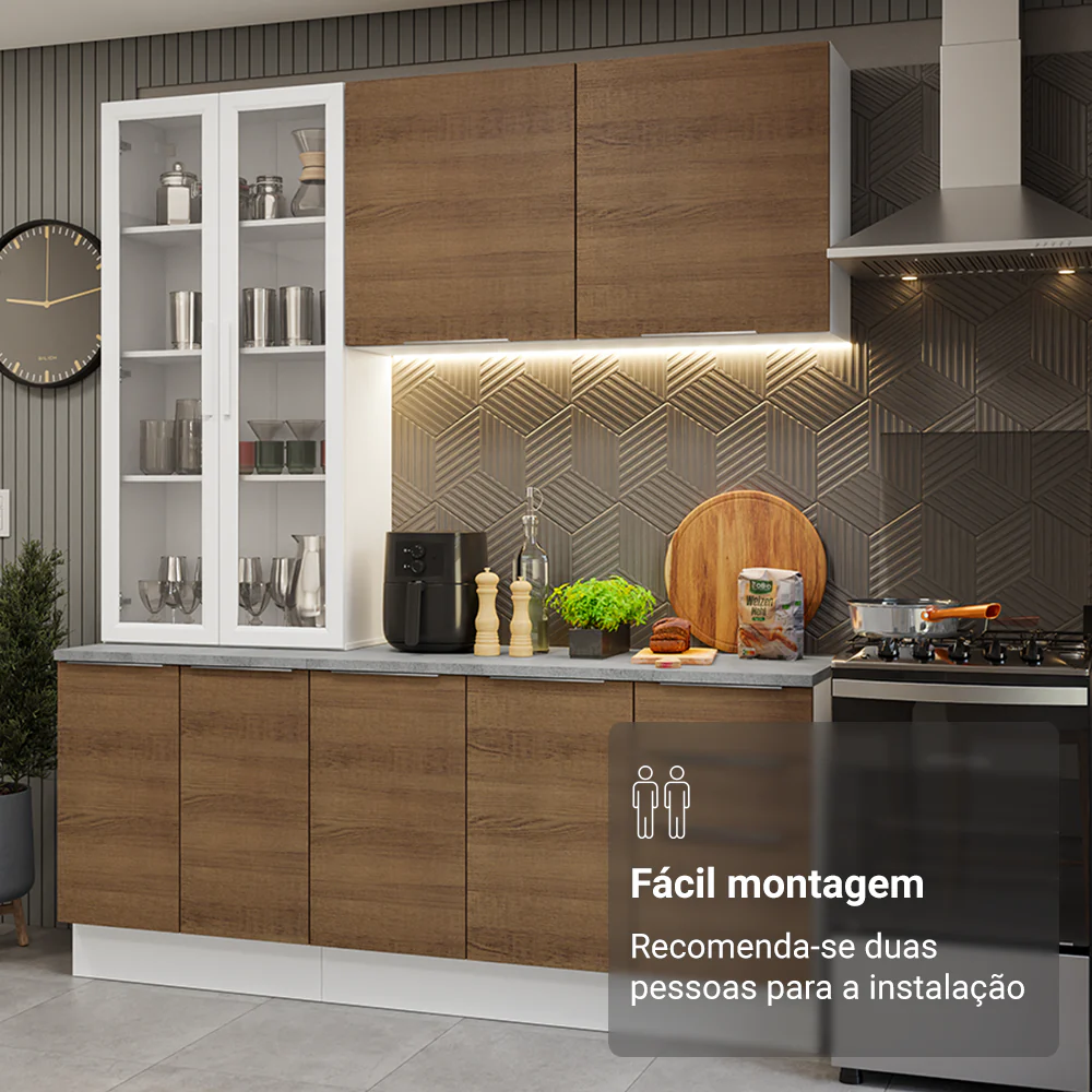 Armário de Cozinha Compacta 190cm Branco/Rustic Stella Madesa 03 - Image 9
