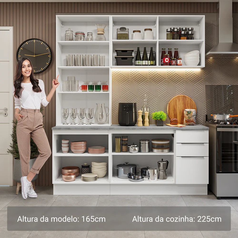 Armário de Cozinha Compacta 190cm Branco Stella Madesa 03 - Image 4