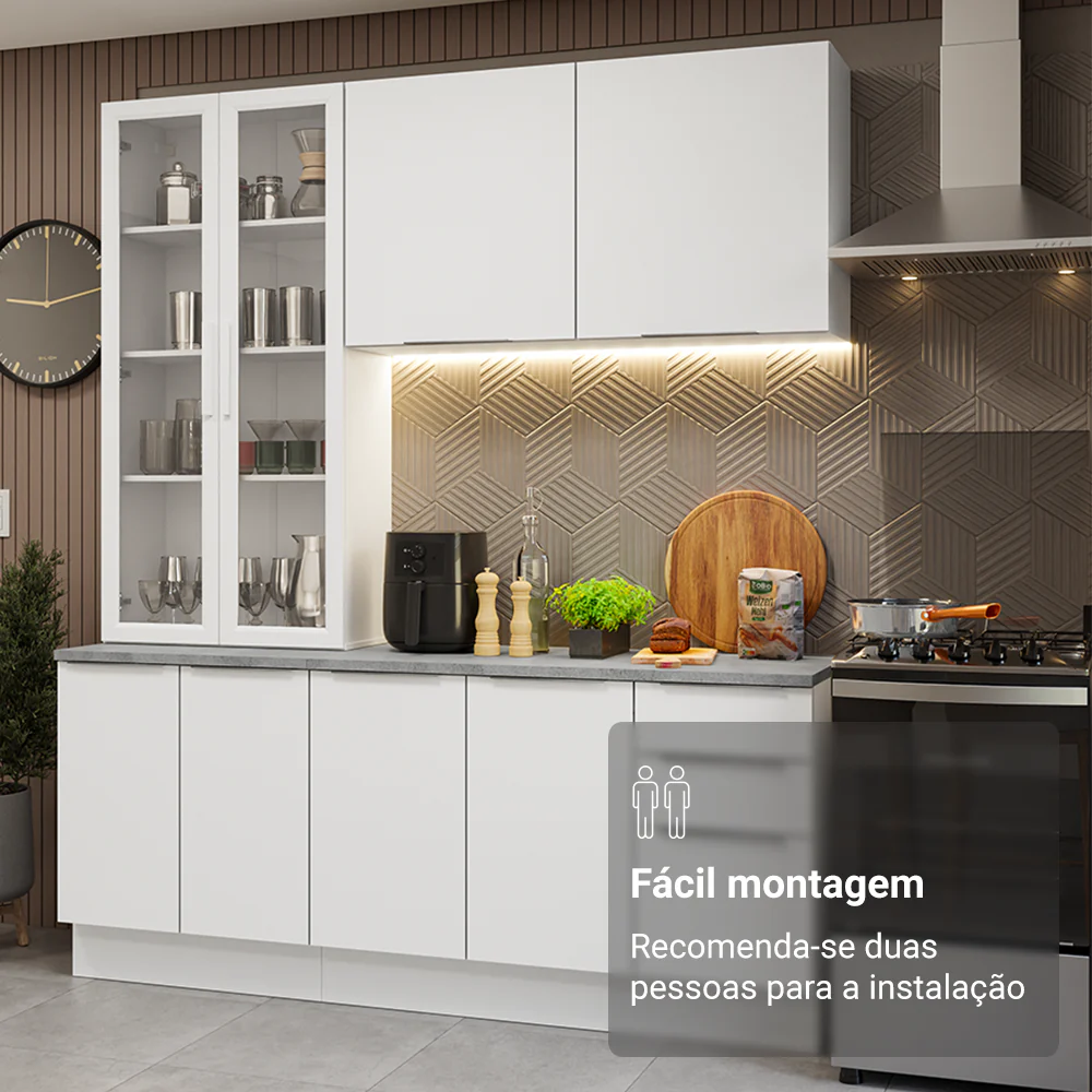 Armário de Cozinha Compacta 190cm Branco Stella Madesa 03 - Image 9