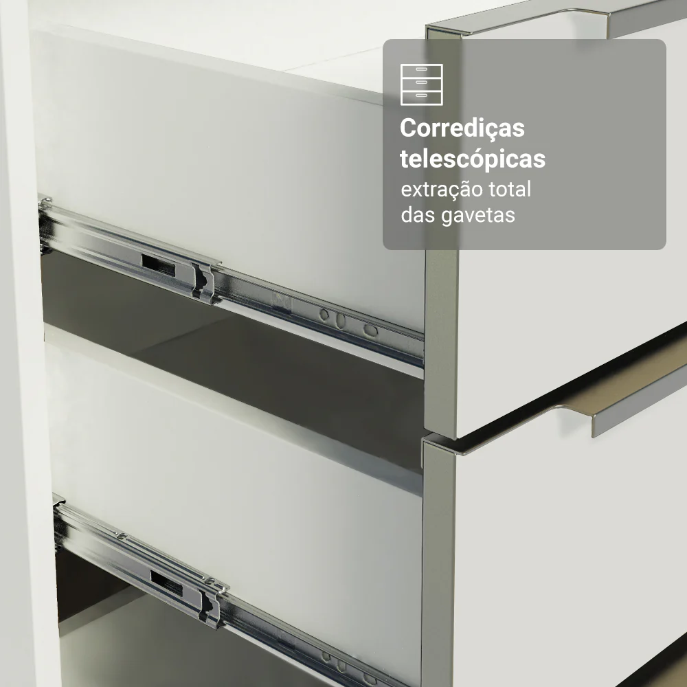 Armário de Cozinha Compacta 190 x 60 cm Branco Veludo Lux Madesa 02 - Image 6