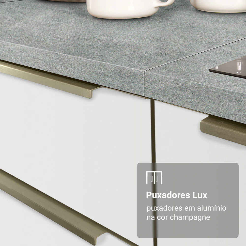 Armário de Cozinha Compacta 190 x 60 cm Branco Veludo Lux Madesa 02 - Image 7