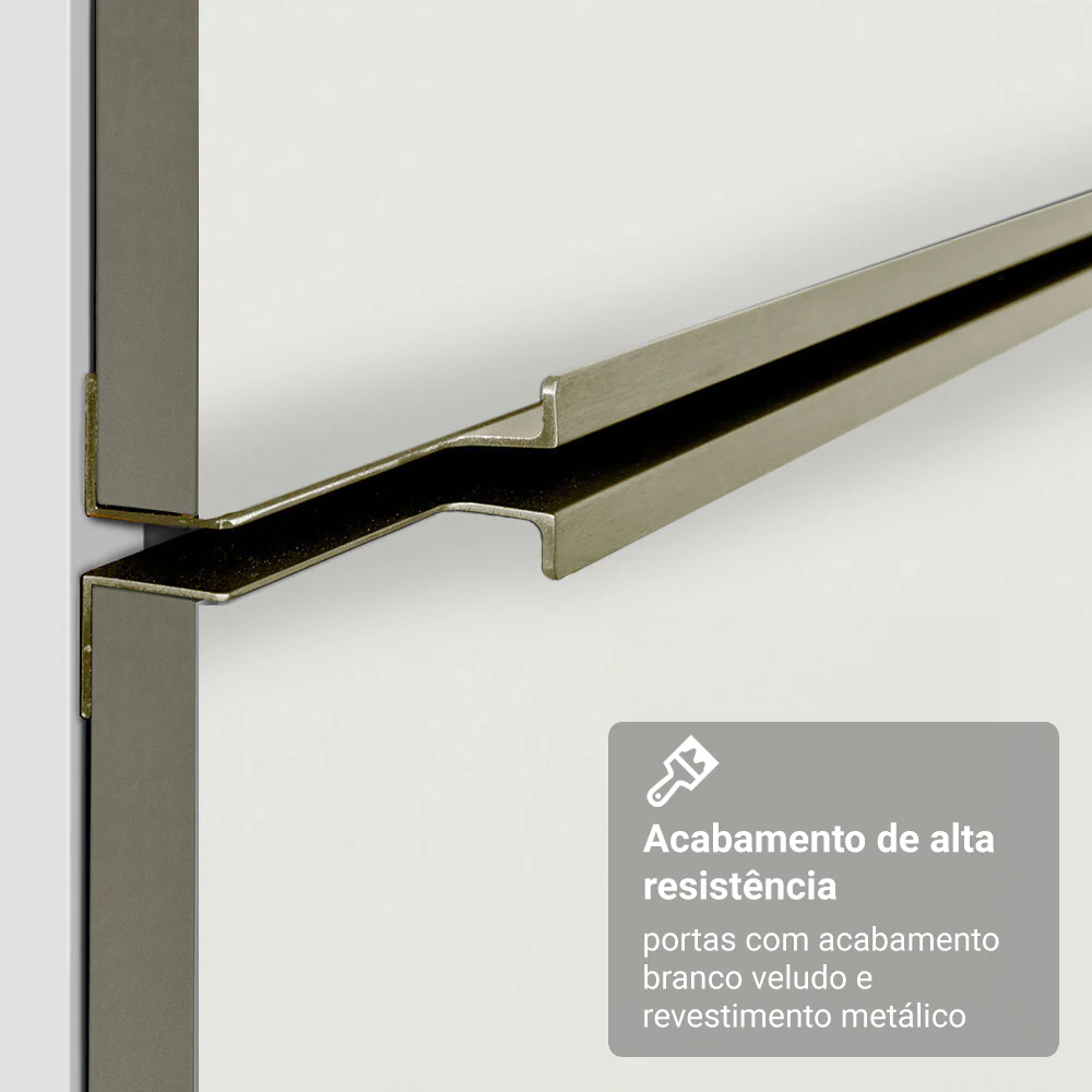 Armário de Cozinha Compacta 190 x 60 cm Branco Veludo Lux Madesa 02 - Image 8