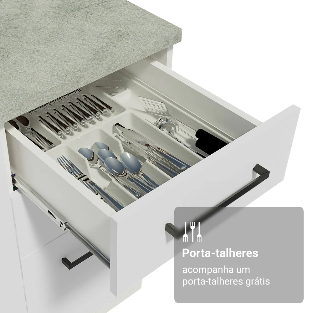Armário de Cozinha Compacta 190cm com Cristaleira Branco Agata Madesa 01 - Image 8