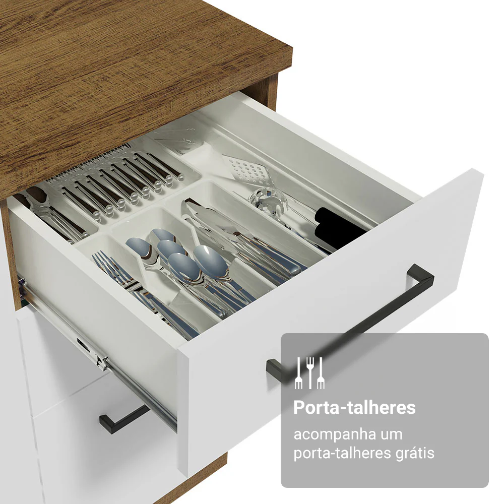 Armário de Cozinha Compacta 190cm com Cristaleira Rustic/Branco Agata Madesa 01 - Image 8