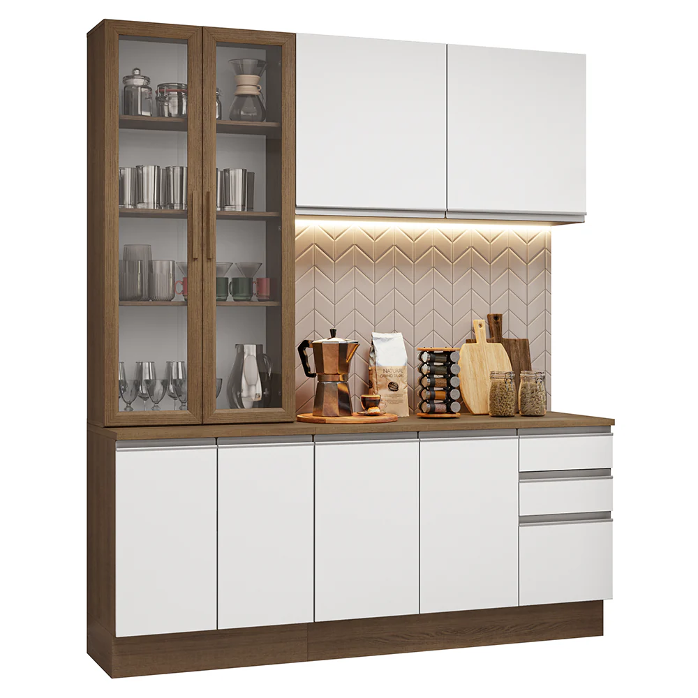 Armário de Cozinha Compacta 190cm Rustic/Branco Glamy Madesa 05 - Image 2