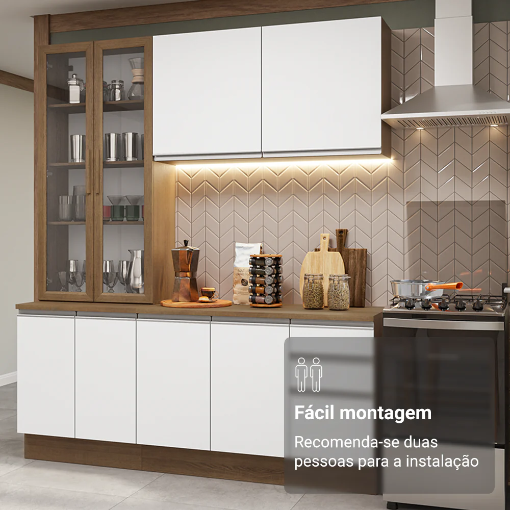 Armário de Cozinha Compacta 190cm Rustic/Branco Glamy Madesa 05 - Image 9