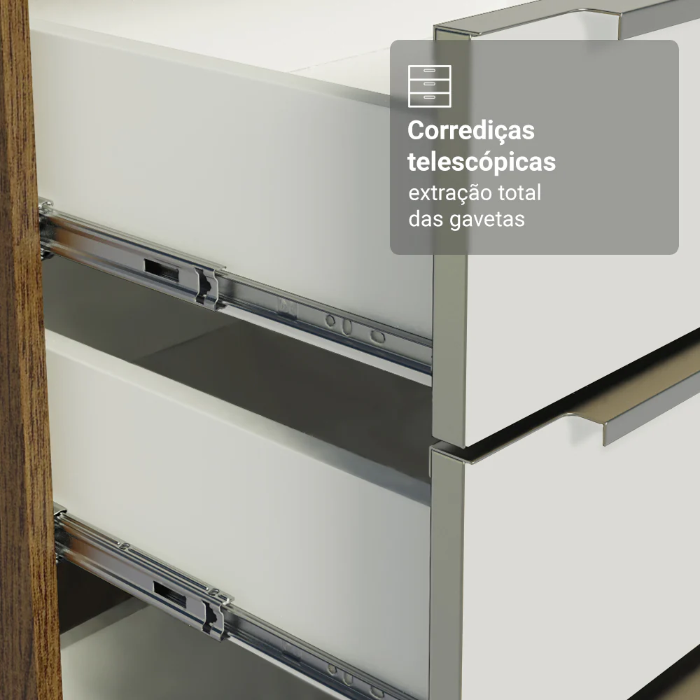 Armário de Cozinha Compacta 190cm Rustic/Branco Veludo Lux Madesa 02 - Image 6