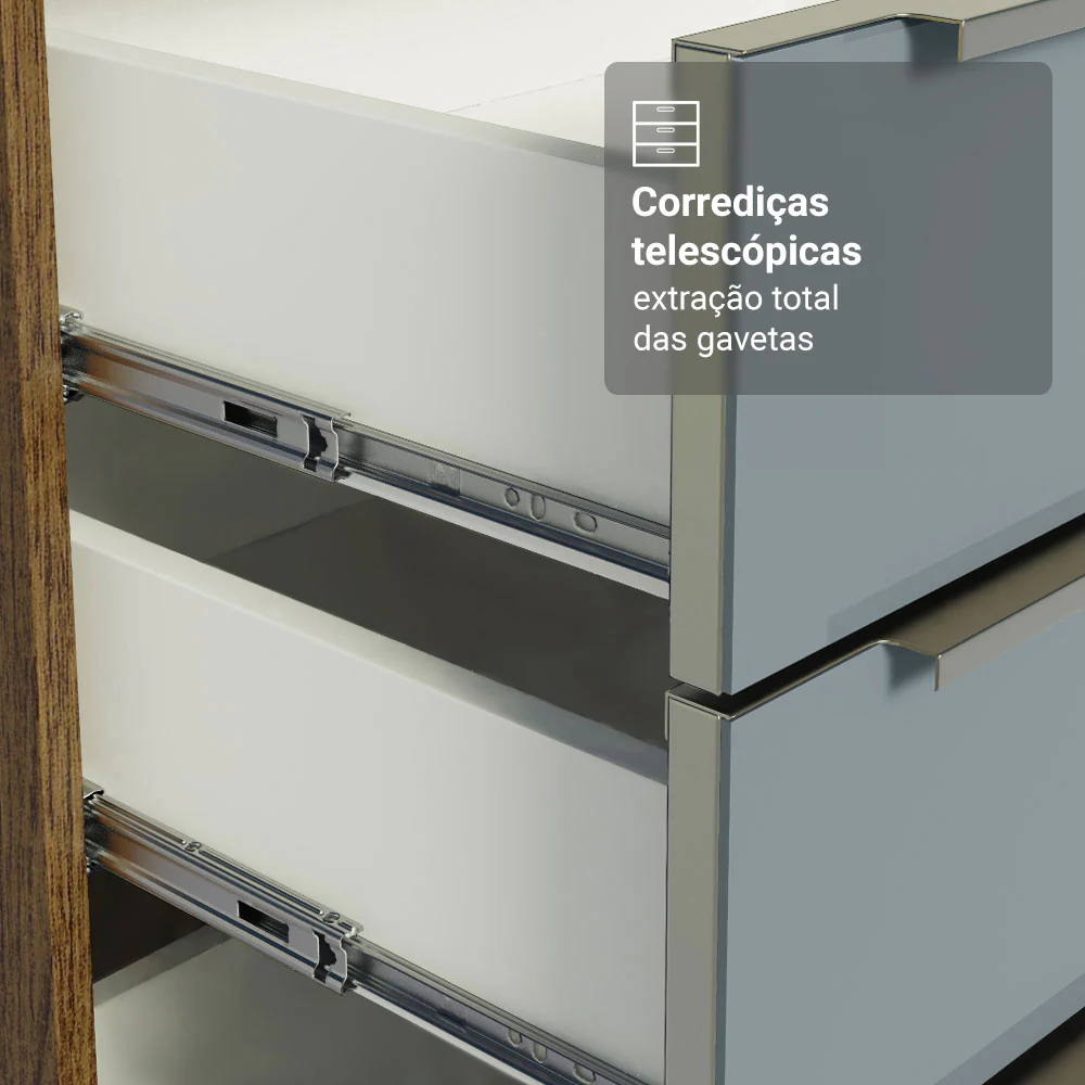 Armário de Cozinha Compacta 190 x 60 cm Rustic/Cinza Lux Madesa 02 - Image 6