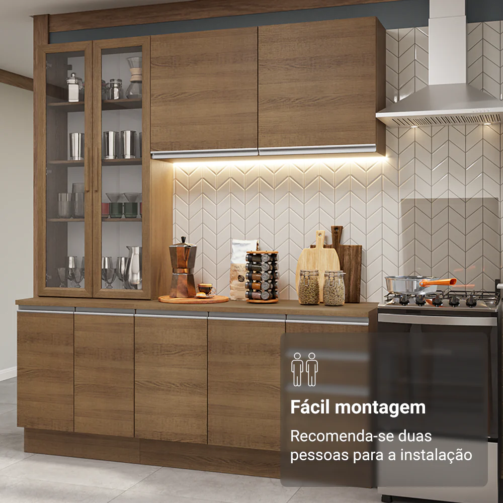 Armário de Cozinha Compacta 190cm Rustic Glamy Madesa 05 - Image 9