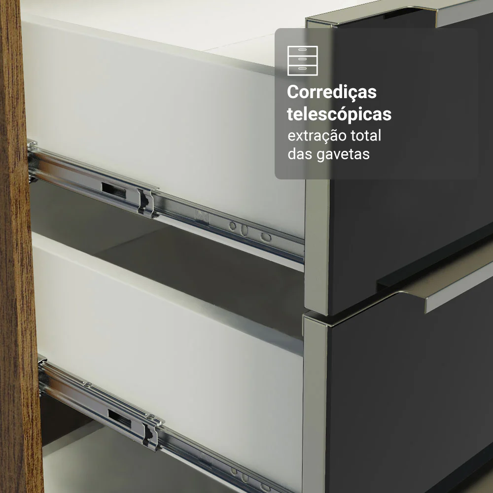 Armário de Cozinha Compacta 190 x 60 cm Rustic/Preto Lux Madesa 02 - Image 6