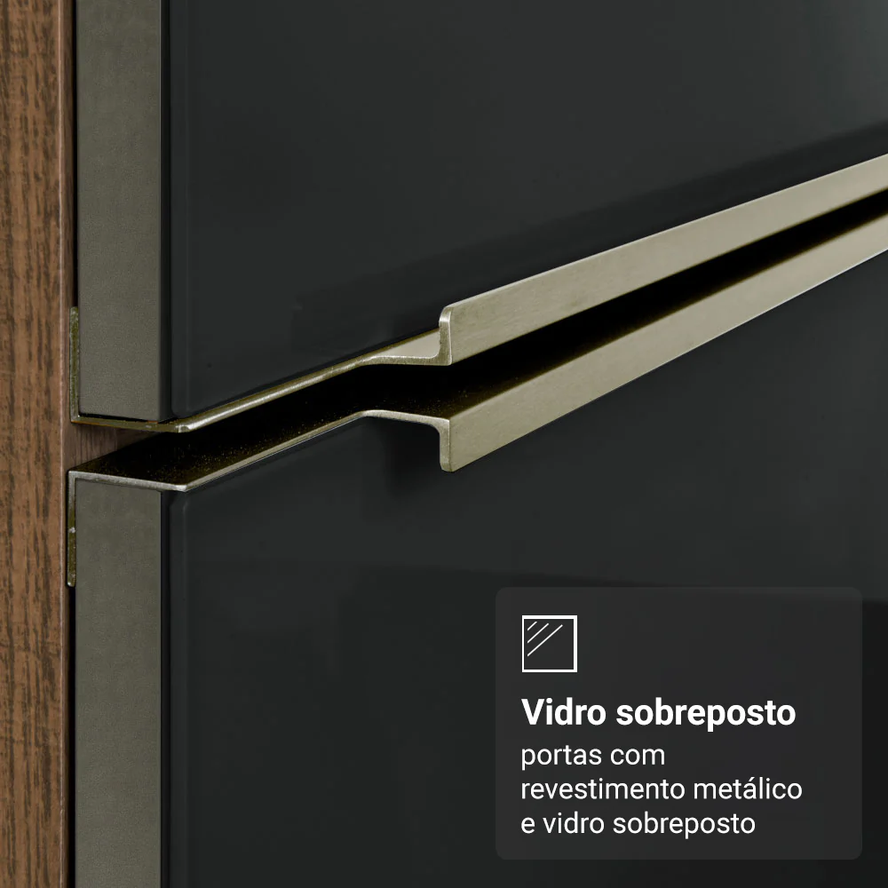Armário de Cozinha Compacta 190 x 60 cm Rustic/Preto Lux Madesa 02 - Image 8