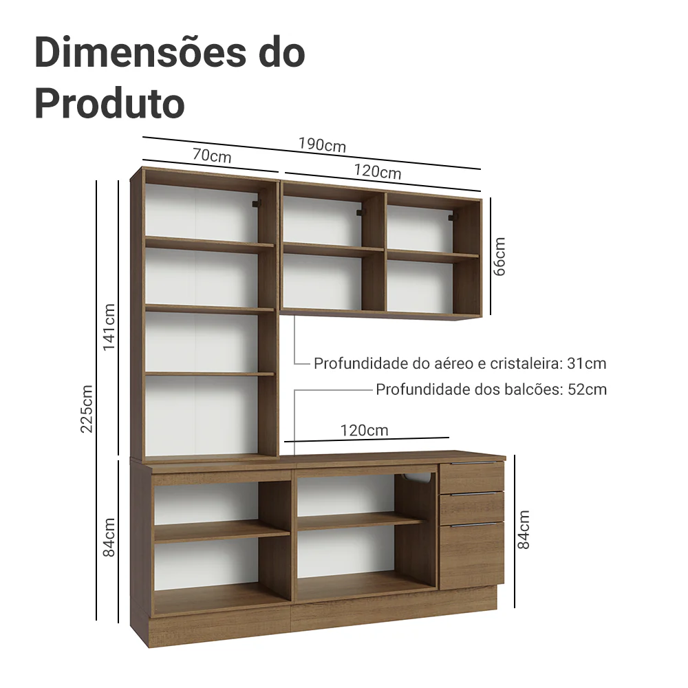Armário de Cozinha Compacta 190cm Rustic Stella Madesa 03 - Image 3