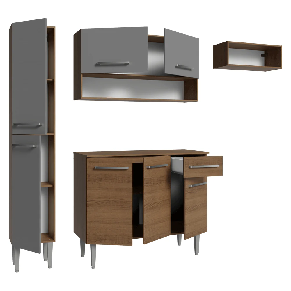 Armário de Cozinha Completa 197 cm Rustic/Cinza Emilly Madesa 02 - Image 8