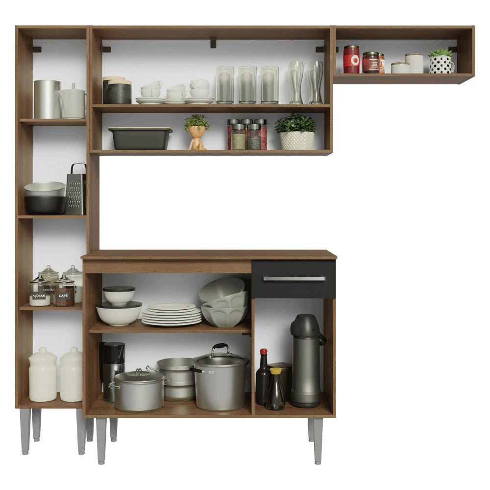 Armário de Cozinha Completa 197 cm Rustic/Preto Emilly Madesa 02 - Image 5