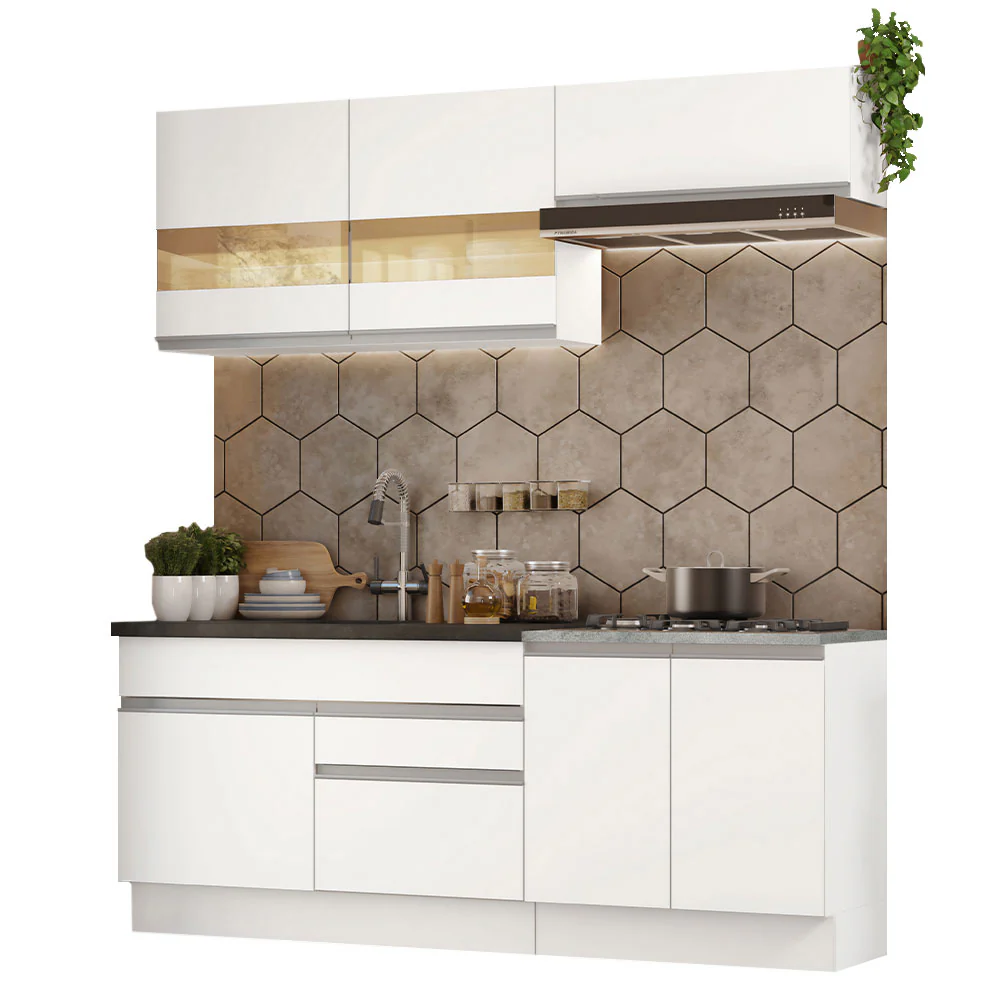 Armário de Cozinha Compacta 200cm Branco Glamy Madesa 07 - Image 2