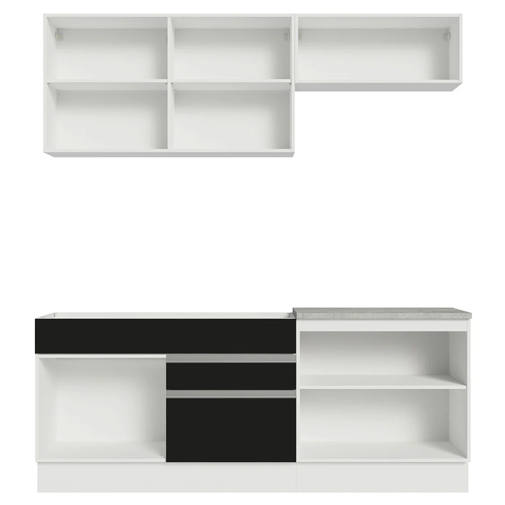 Armário de Cozinha Compacta 200cm Branco/Preto Glamy Madesa 07 - Image 11