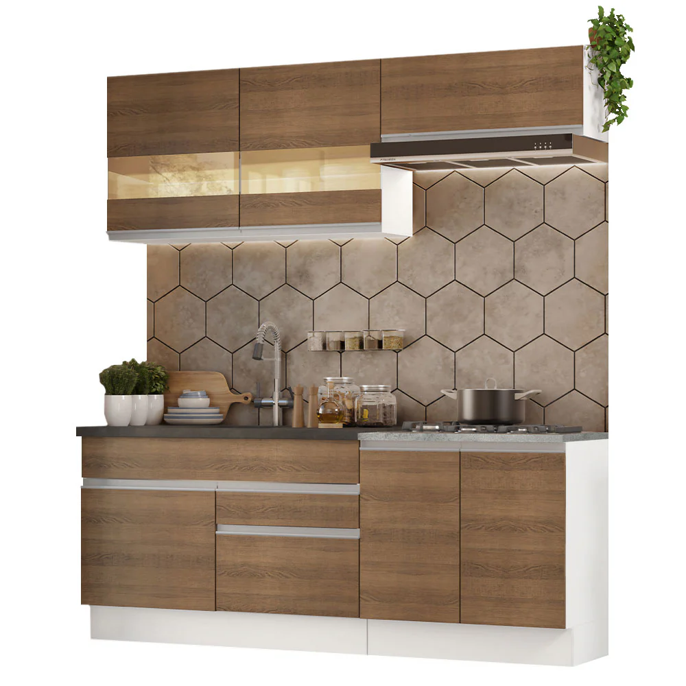 Armário de Cozinha Compacta 200cm Branco/Rustic Glamy Madesa 07 - Image 2