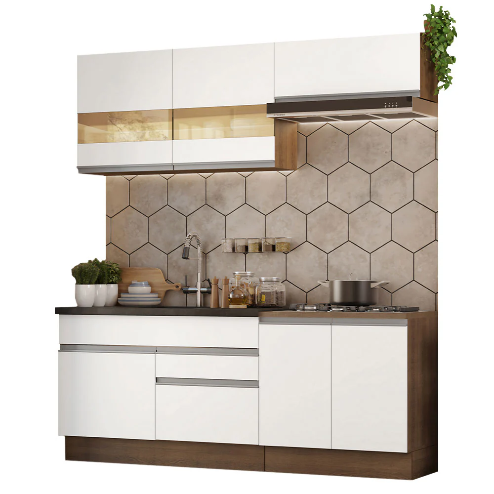 Armário de Cozinha Compacta 200cm Rustic/Branco Glamy Madesa 07 - Image 2