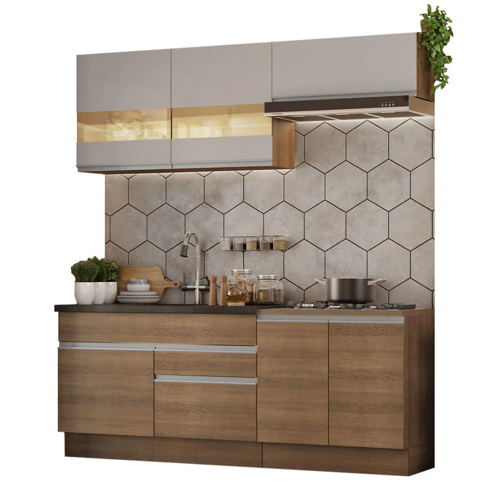 Armário de Cozinha Compacta 200cm Rustic/Crema Glamy Madesa 07 - Image 2