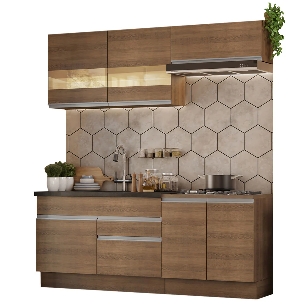 Armário de Cozinha Compacta 200cm Rustic Glamy Madesa 07 - Image 2