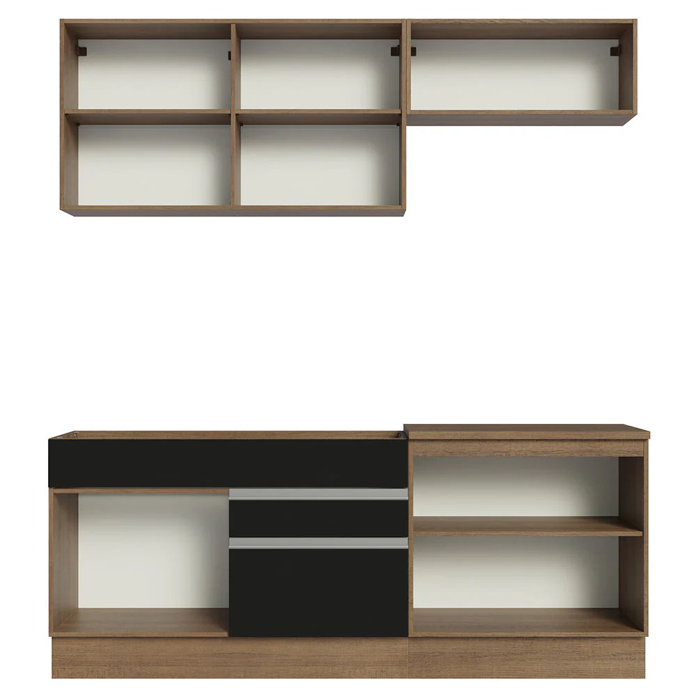 Armário de Cozinha Compacta 200cm Rustic/Preto Glamy Madesa 07 - Image 11
