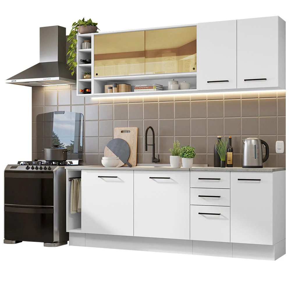 Armário de Cozinha Completa 220cm Branco Agata da Thêmis Madesa - Image 2
