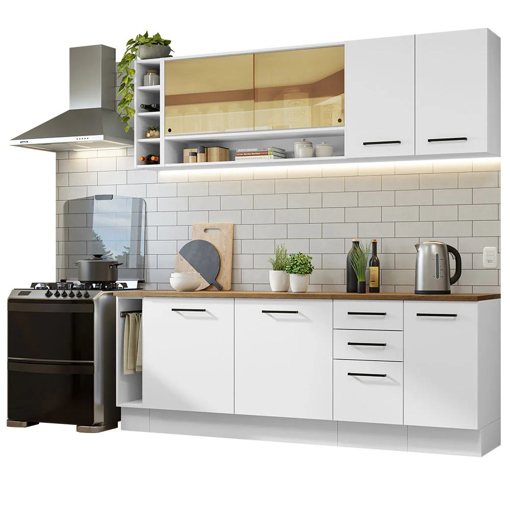 Armário de Cozinha Completa 220cm Branco/Rustic 60cm de Profundidade Agata Madesa 02 - Image 2