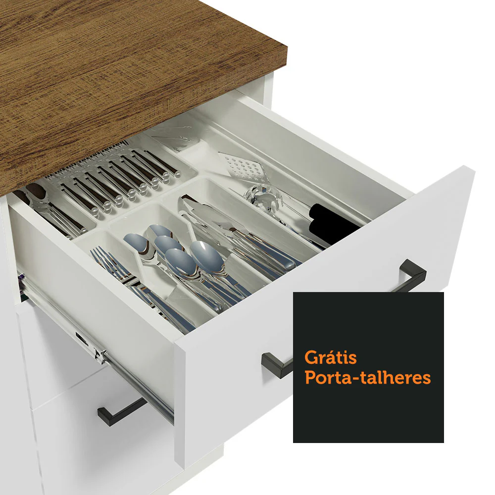 Armário de Cozinha Completa 220cm Branco/Rustic 60cm de Profundidade Agata Madesa 02 - Image 8