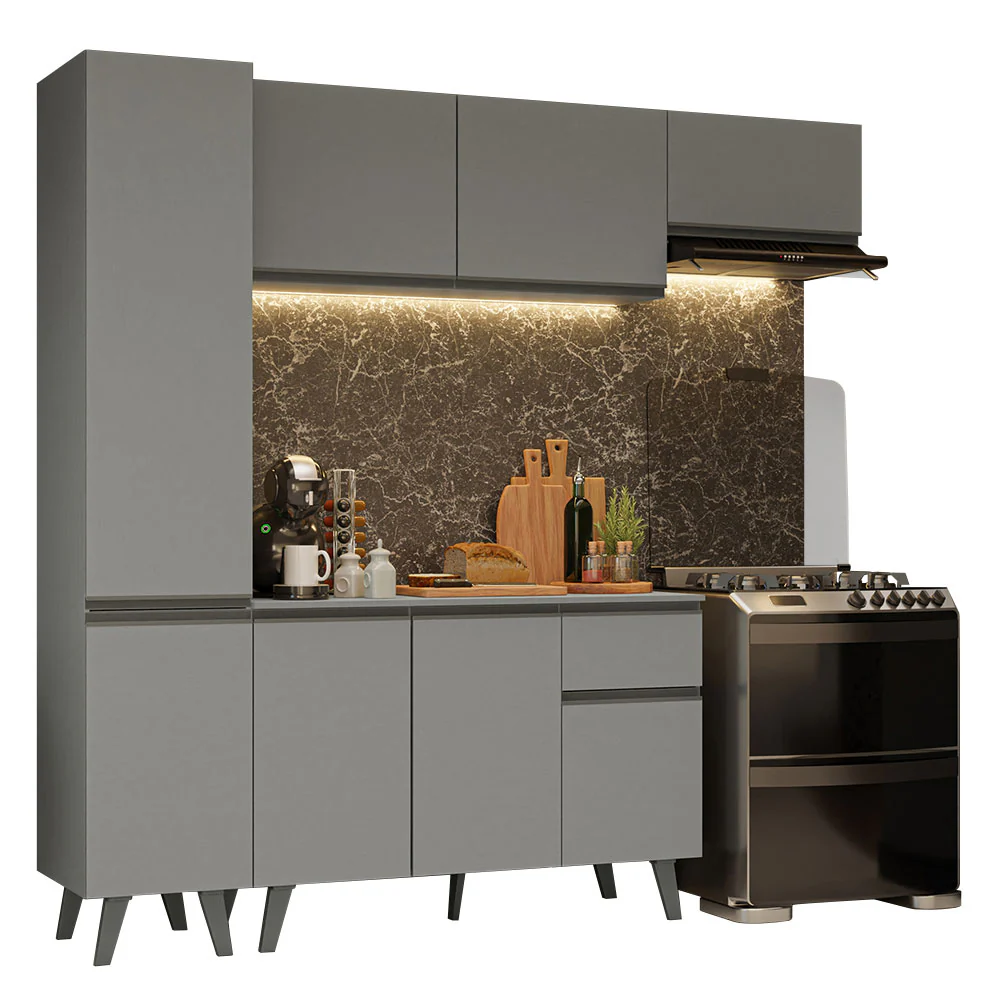 Armário de Cozinha Completa 220cm Cinza Nice Madesa 01 - Image 2