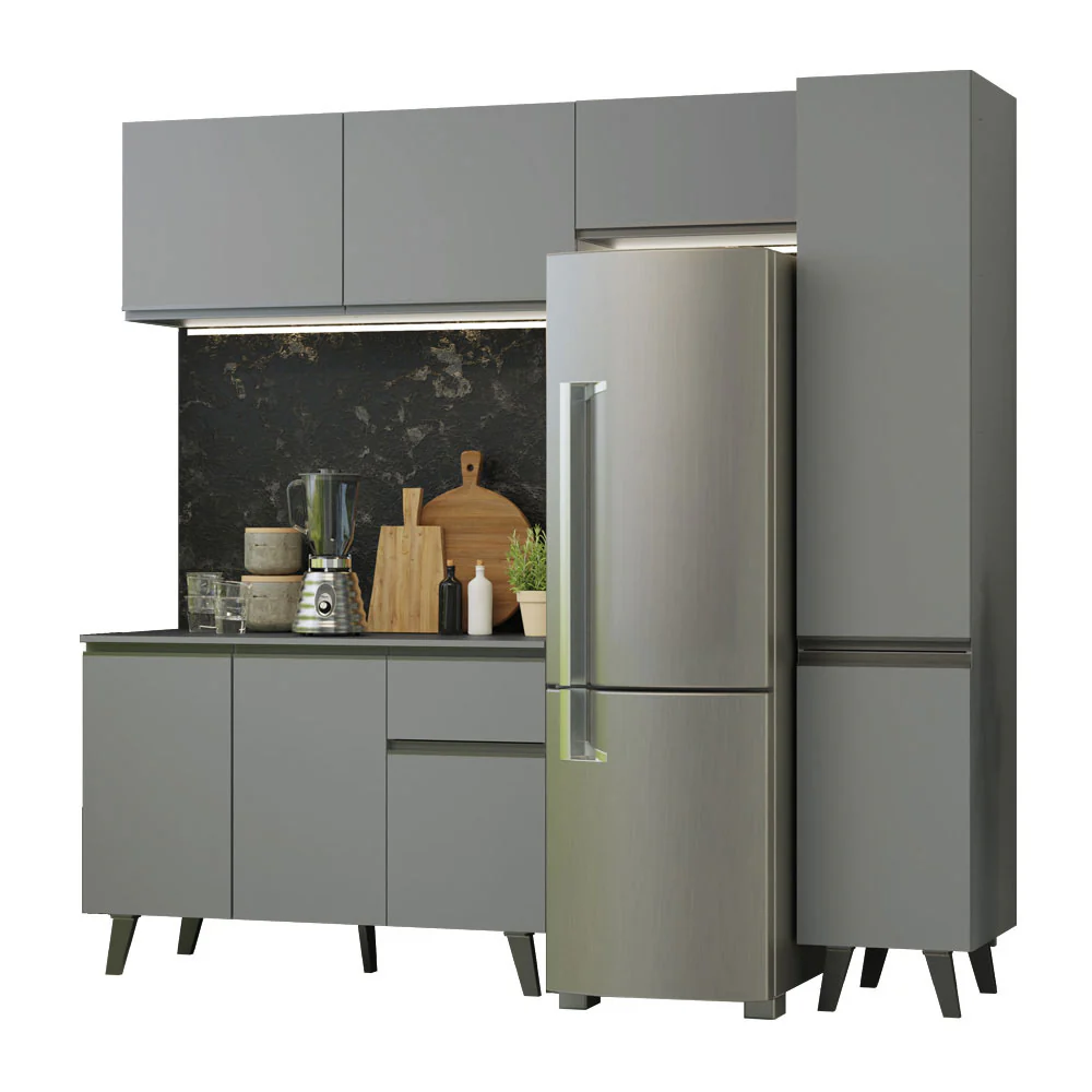 Armário de Cozinha Completa 220cm Cinza Nice Madesa 03 - Image 2
