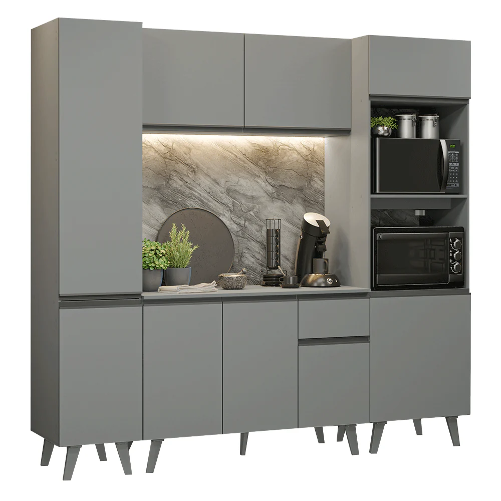 Armário de Cozinha Completa 220cm Cinza Nice Madesa 05 - Image 2