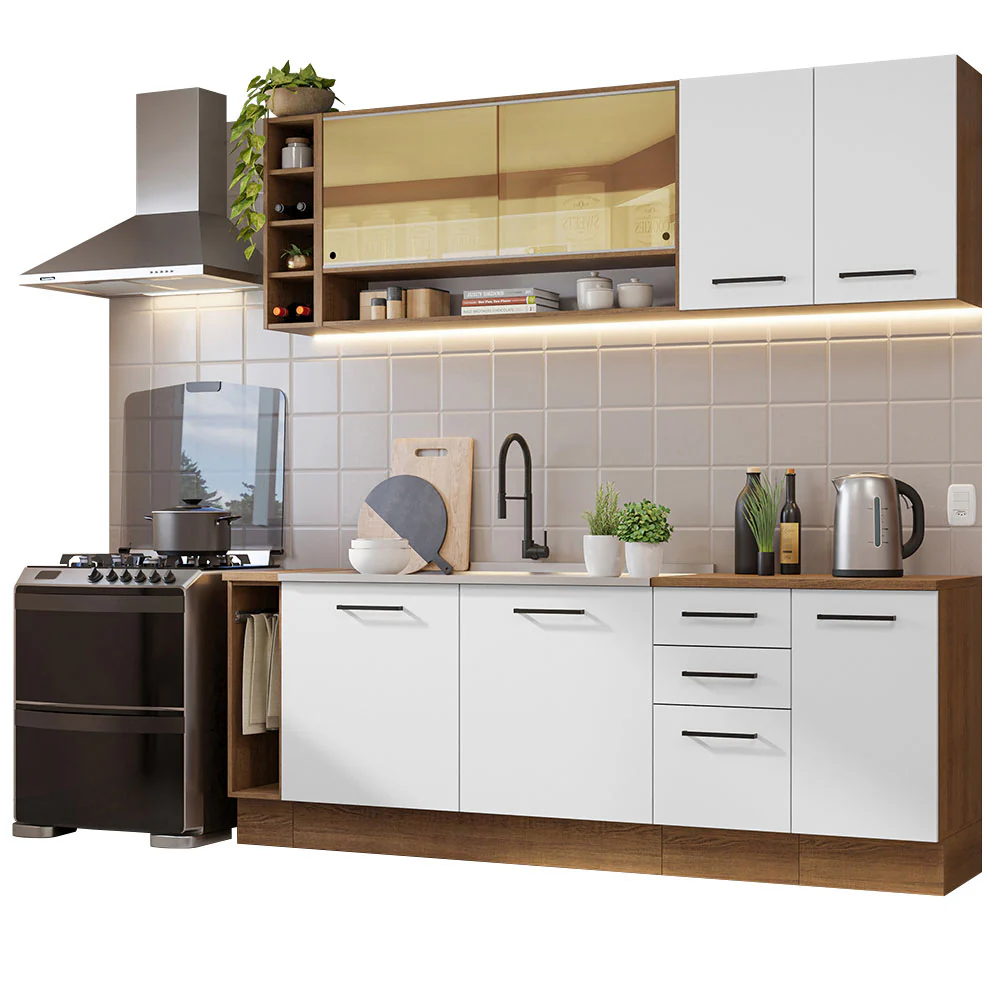 Armário de Cozinha Completa 220cm Rustic/Branco Agata da Thêmis Madesa - Image 2