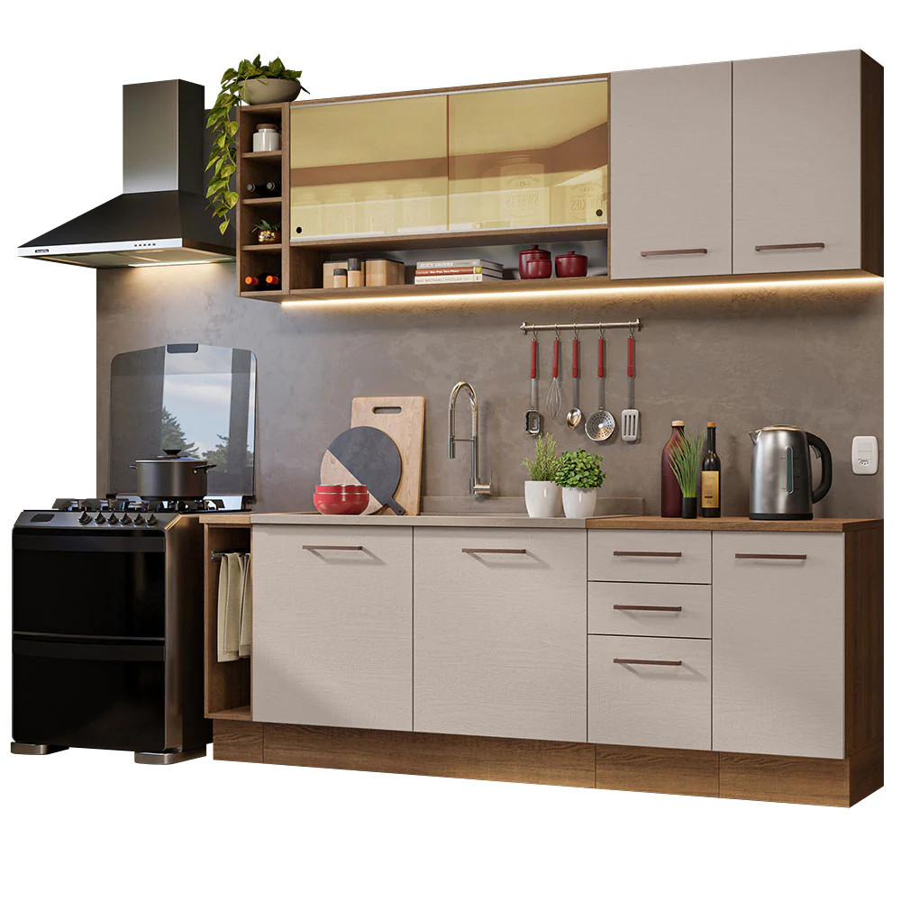 Armário de Cozinha Completa 220cm Rustic/Crema Agata da Thêmis Madesa - Image 2