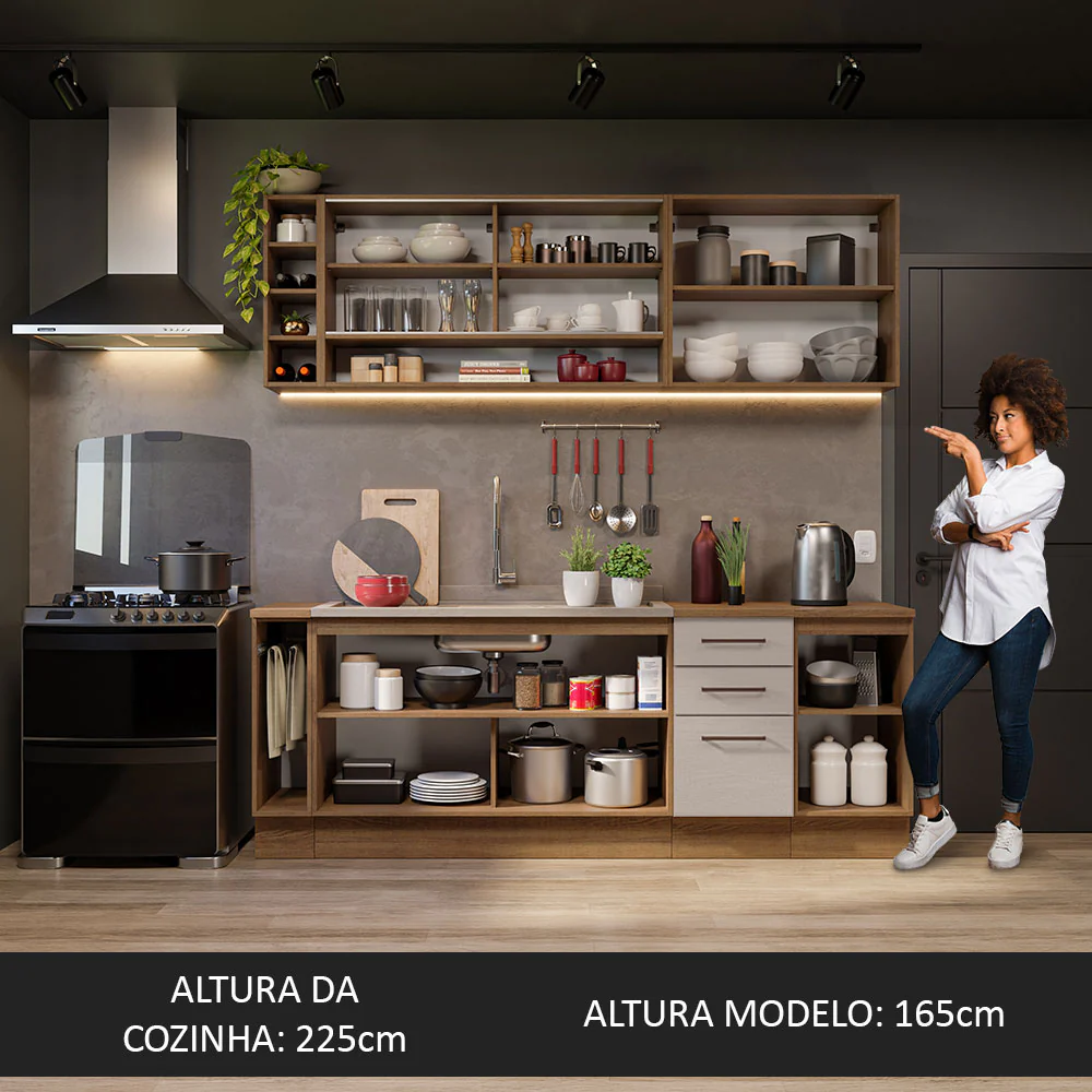 Armário de Cozinha Completa 220cm Rustic/Crema Agata da Thêmis Madesa - Image 5