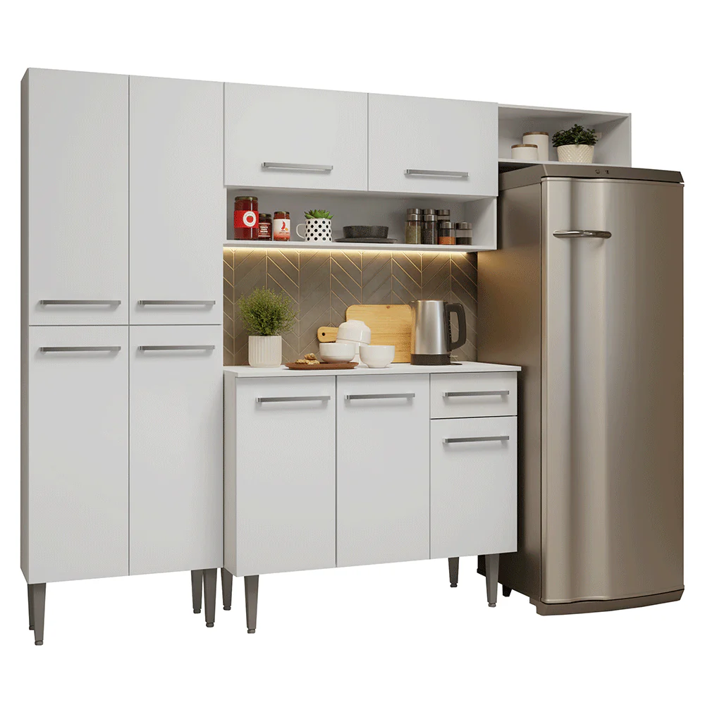 Armário de Cozinha Completa 229cm Branco Emilly Madesa 016 - Image 2