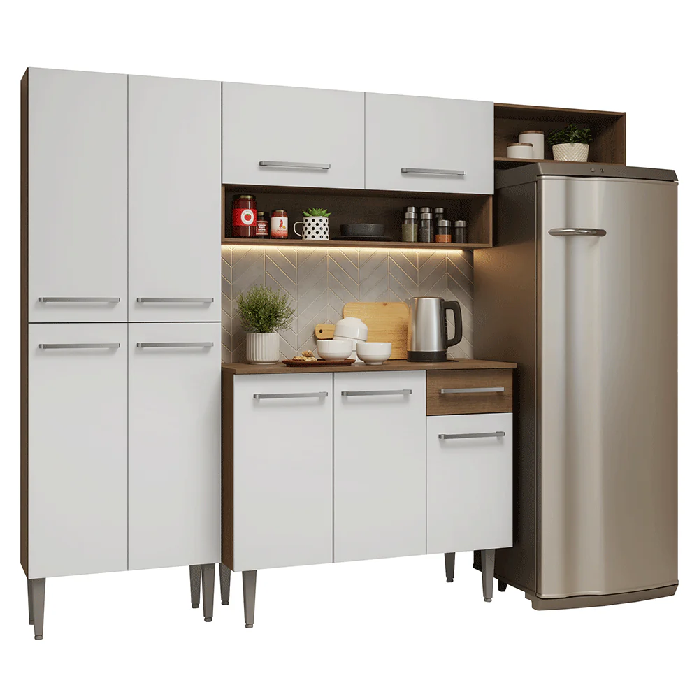 Armário de Cozinha Completa 229cm Rustic/Branco Emilly Madesa 016 - Image 2