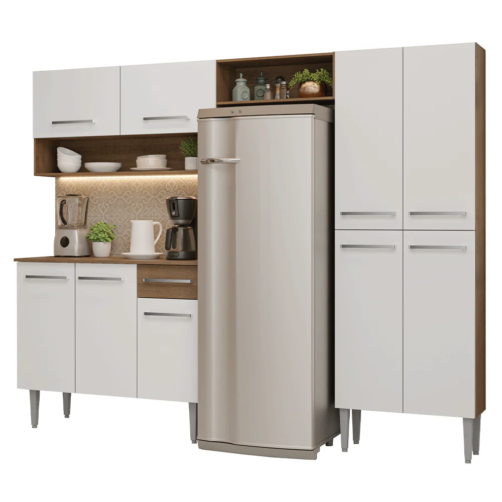 Armário de Cozinha Completa 229cm Rustic/Branco Emilly Madesa 017 - Image 2