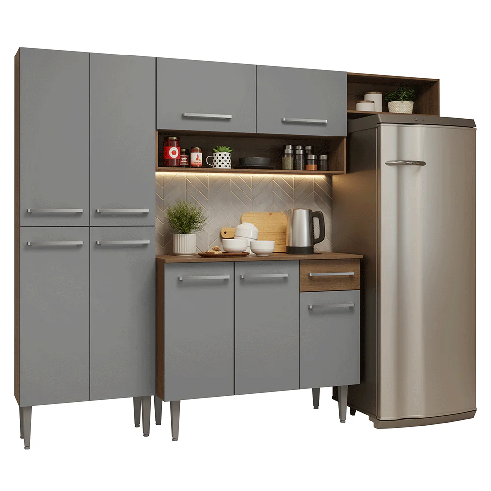 Armário de Cozinha Completa 229cm Rustic/Cinza Emilly Madesa 016 - Image 2