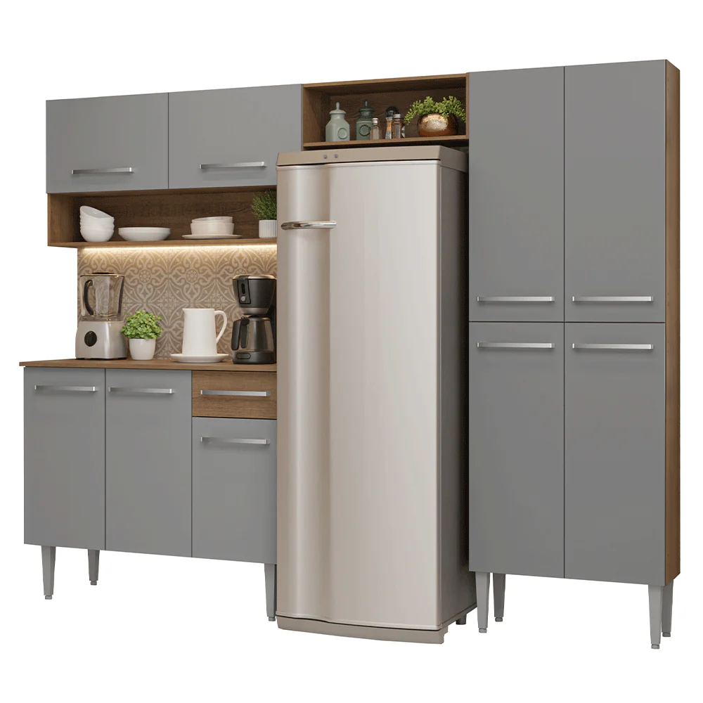 Armário de Cozinha Completa 229cm Rustic/Cinza Emilly Madesa 017 - Image 2