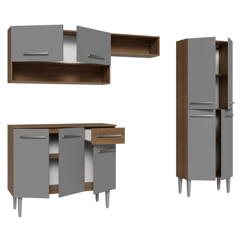 Armário de Cozinha Completa 229cm Rustic/Cinza Emilly Madesa 017 - Image 7
