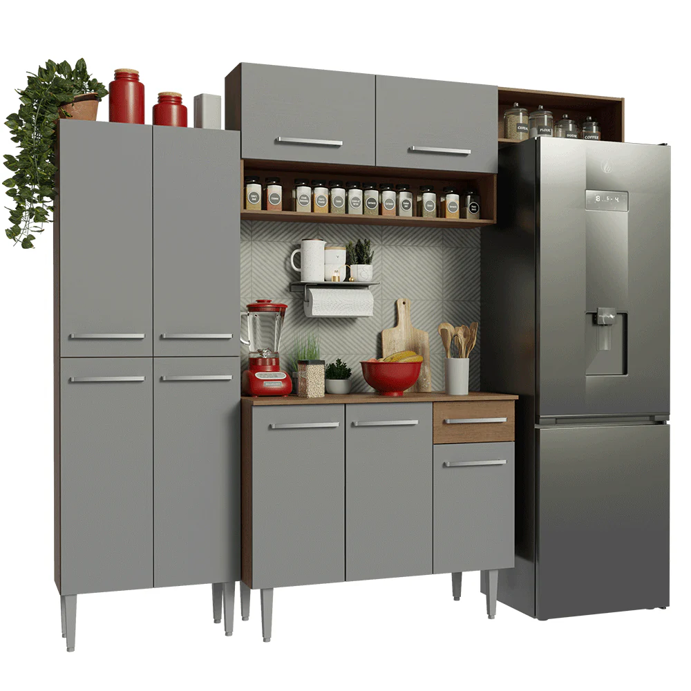 Armário de Cozinha Completa 229cm Rustic/Cinza Emilly Madesa 18 - Image 2