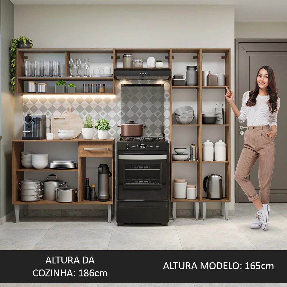 Armário de Cozinha Completa 229cm Rustic Emilly Madesa 04 - Image 5