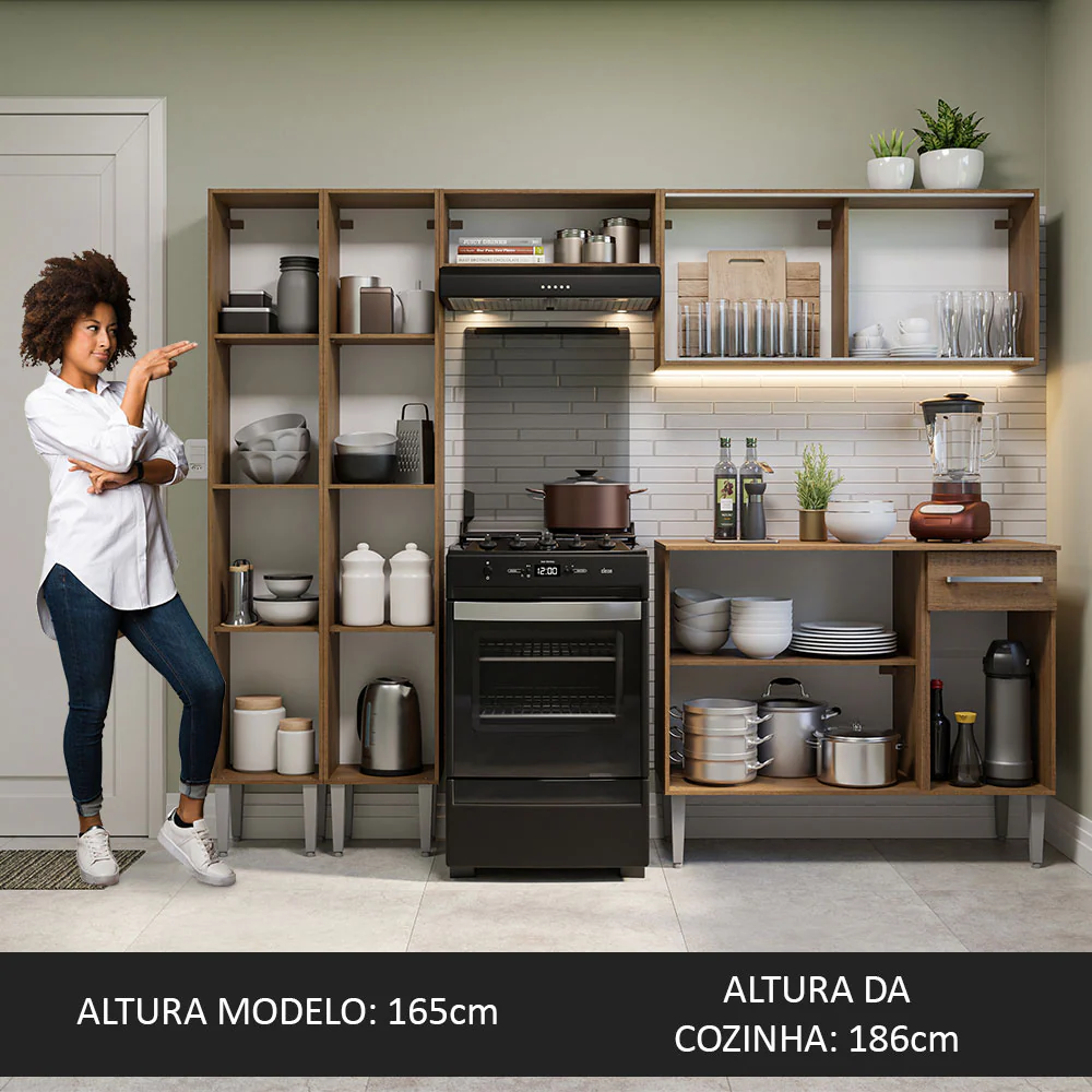 Armário de Cozinha Completa 229cm Rustic Emilly Madesa 05 - Image 5