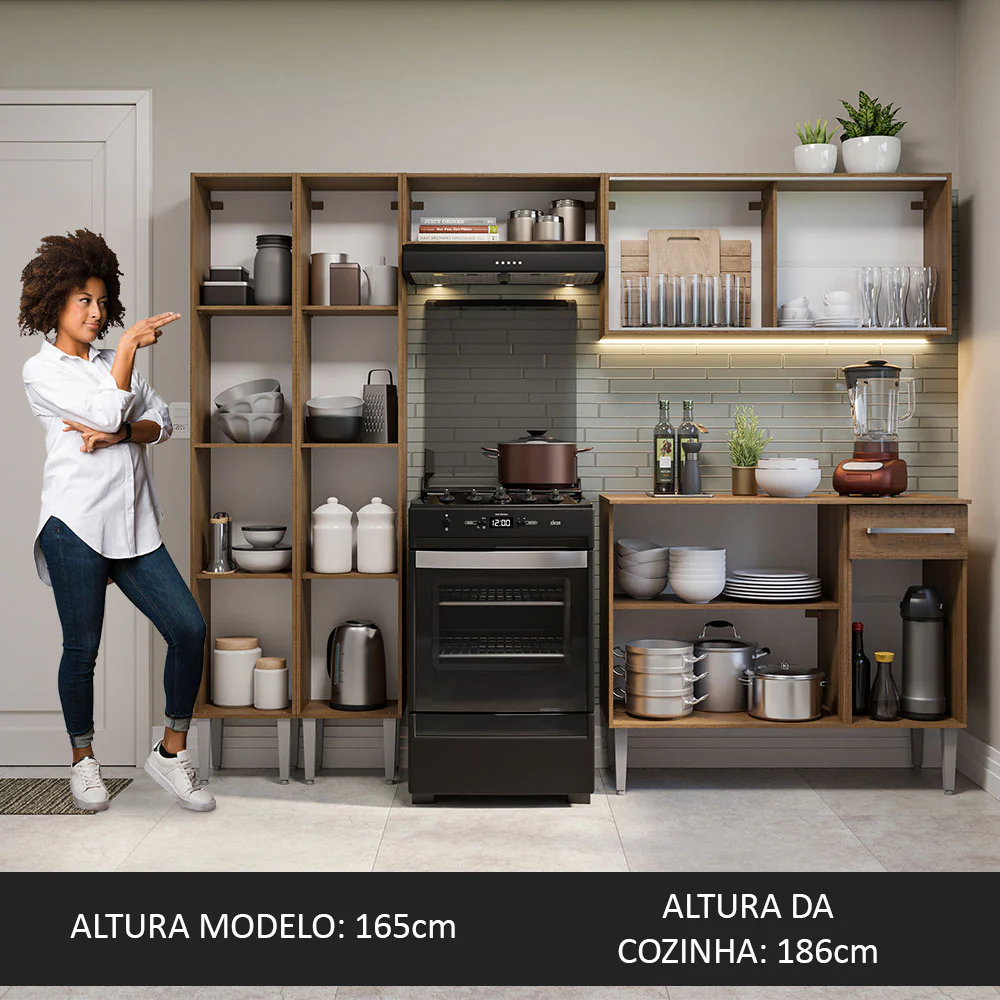Armário de Cozinha Completa 229cm Rustic Emilly Madesa 06 - Image 5