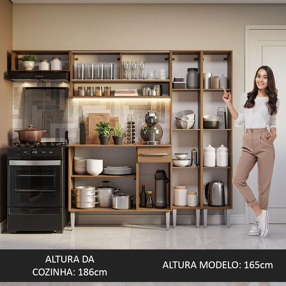 Armário de Cozinha Completa 229cm Rustic Emilly Madesa 07 - Image 5
