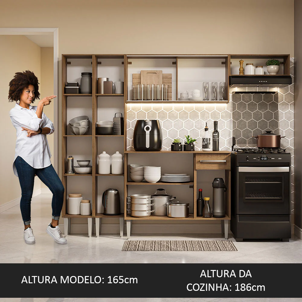 Armário de Cozinha Completa 229cm Rustic Emilly Madesa 08 - Image 5