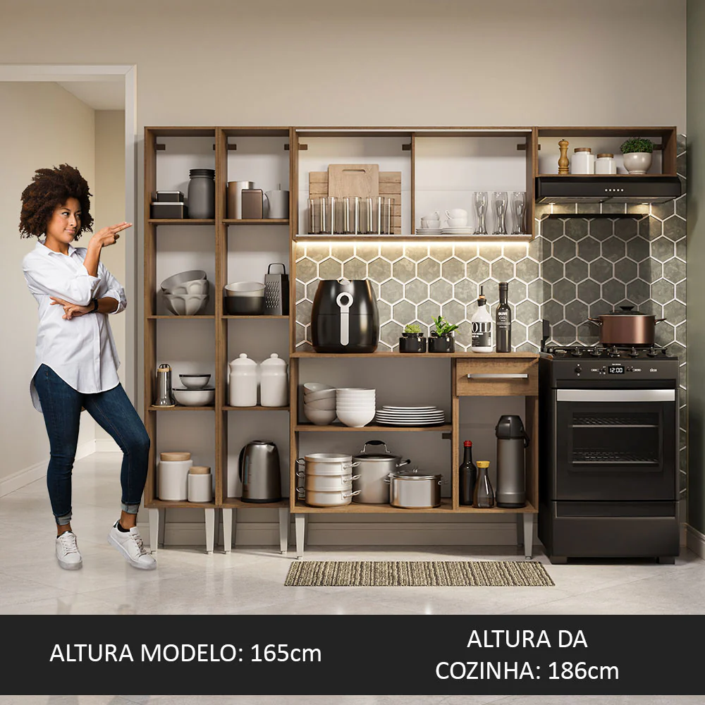 Armário de Cozinha Completa 229cm Rustic Emilly Madesa 09 - Image 5