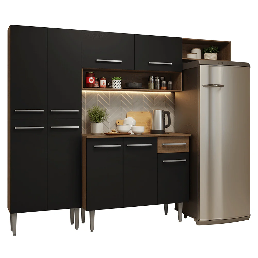 Armário de Cozinha Completa 229cm Rustic/Preto Emilly Madesa 016 - Image 2